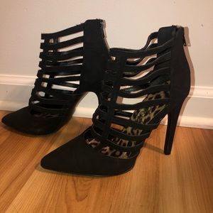 Black strappy heels